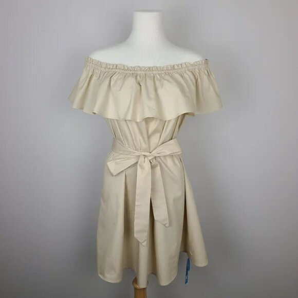 Cupshe Marlene Ruffle Off The Shoulder Tie Waist Dress Size Large - Picture 3 of 17